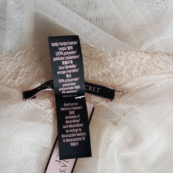 Victoria's Secret Sheer Mesh Eyelash Lace Trim Short Negligee Women's Size M/L - Picture 8 of 9